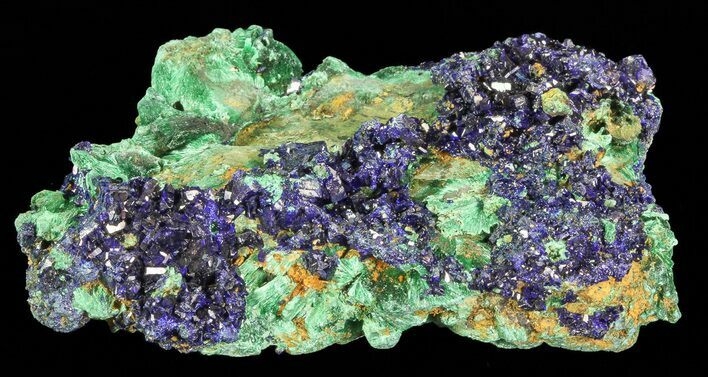 Sparkling Azurite Crystal Cluster with Malachite - Laos #69715